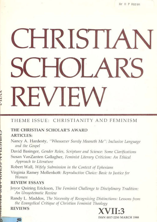 Christian Scholar's Review, Vol. 17, No. 3 (March 1988)