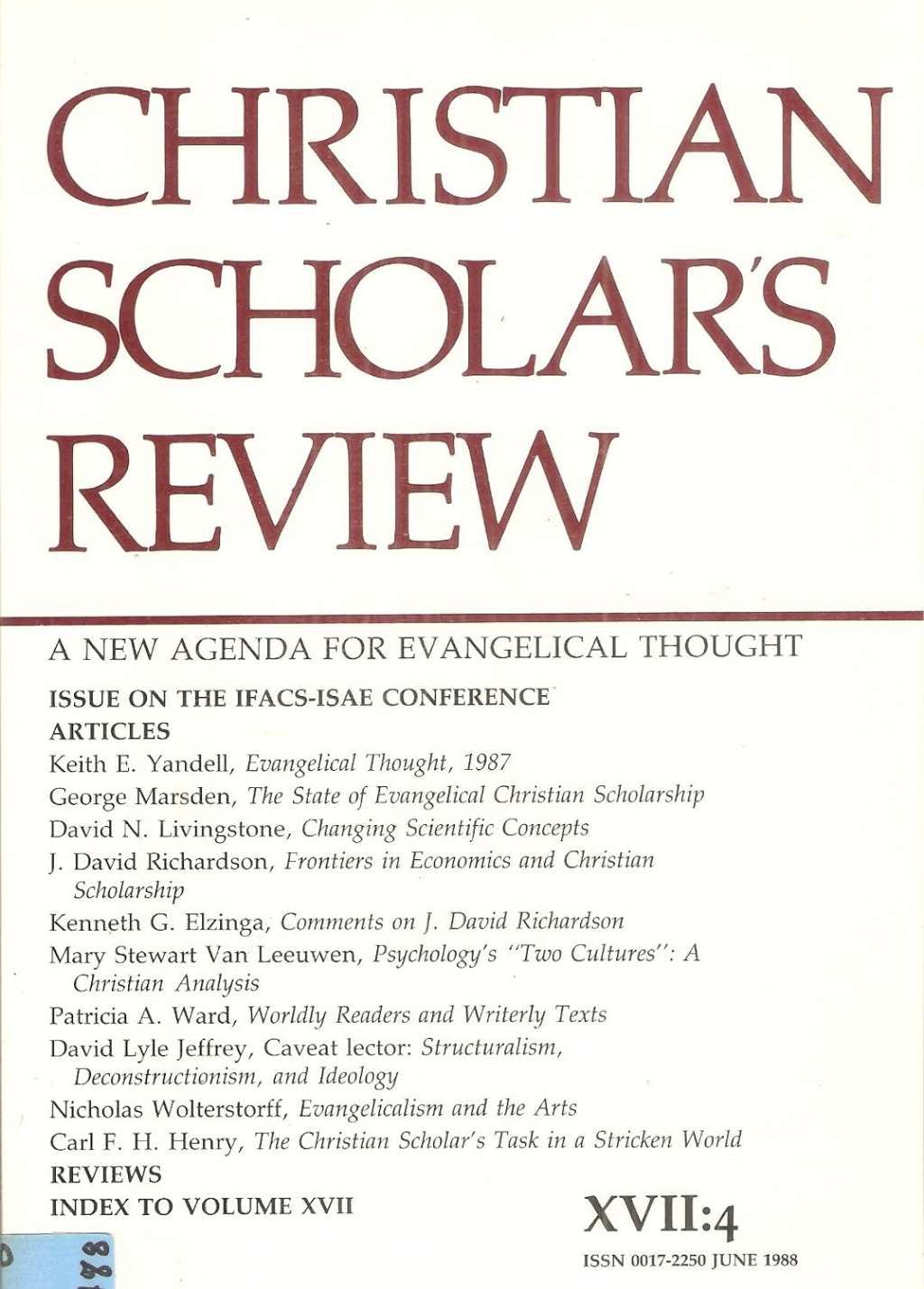 Christian Scholar's Review, Vol. 17, No. 4 (June 1988)